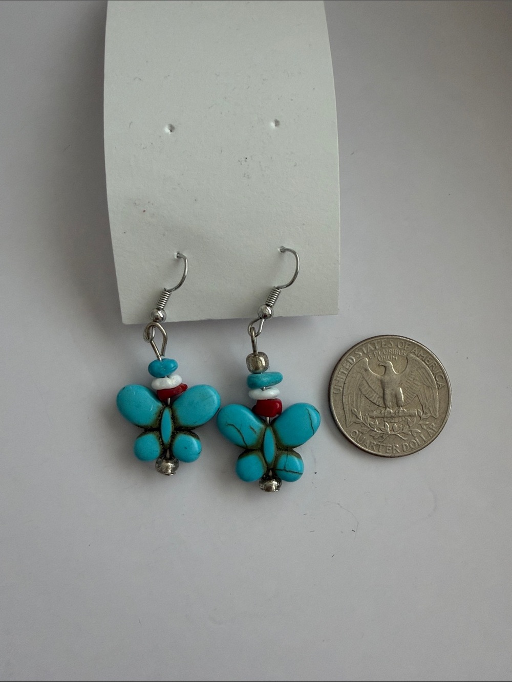 Handmade Turquoise Butterfly Bead Dangle Earrings - Women Jewelry